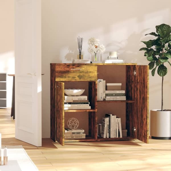 Skænke - Living skænk 80x36x75 cm konstrueret træ røget egetræsfarve