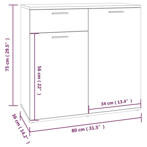 Skænke - Living skænk 80x36x75 cm konstrueret træ røget egetræsfarve