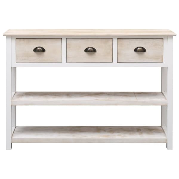Skænke - Living skænk 108x30x76 cm massivt kejsertræ hvid og brun