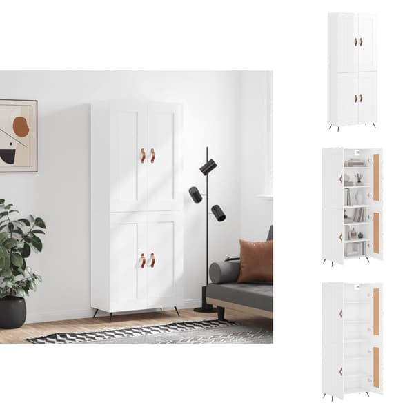 Skänkar & serveringsbord - Living Högskåp högglans vit 69,5x34x180 cm konstruerat trä