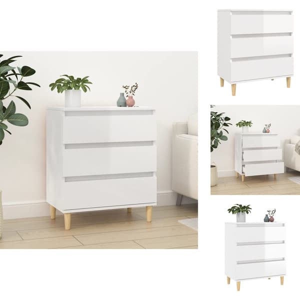 Skänkar & serveringsbord - Living Byrå vit högglans 60x35x70 cm konstruerat trä