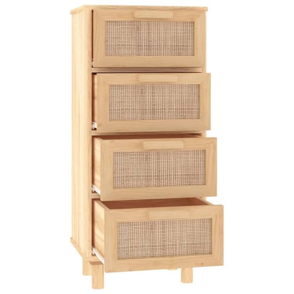 Skænke - Living skænk 40x30x90 cm massivt fyrretræ og naturlig rattan brun