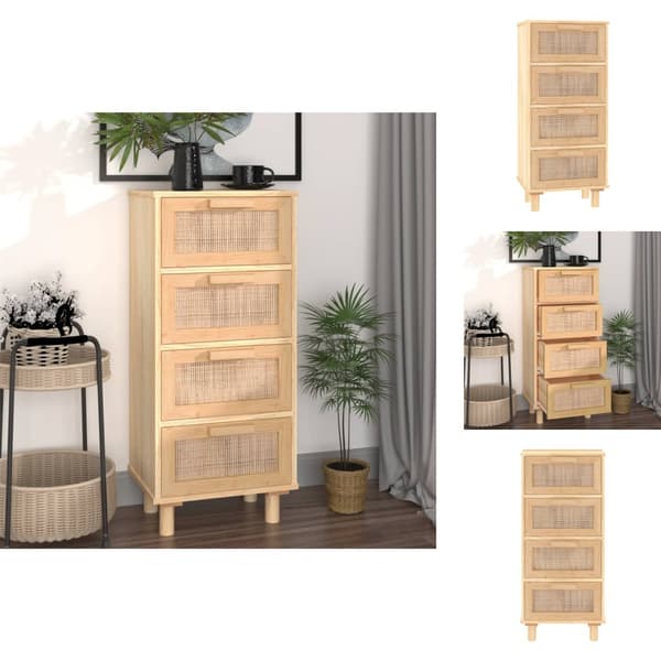 Skænke - Living skænk 40x30x90 cm massivt fyrretræ og naturlig rattan brun