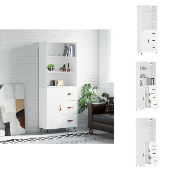Skænke - Living højskab 69,5x34x180 cm konstrueret træ hvid