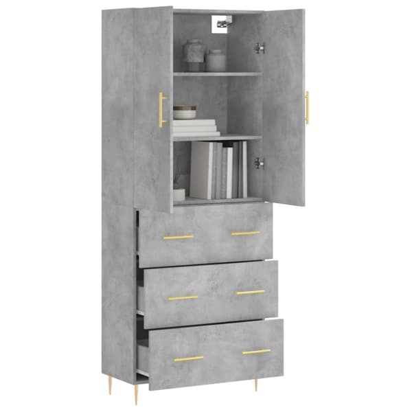 Skänkar & serveringsbord - Living Högskåp betonggrå 69,5x34x180 cm konstruerat trä