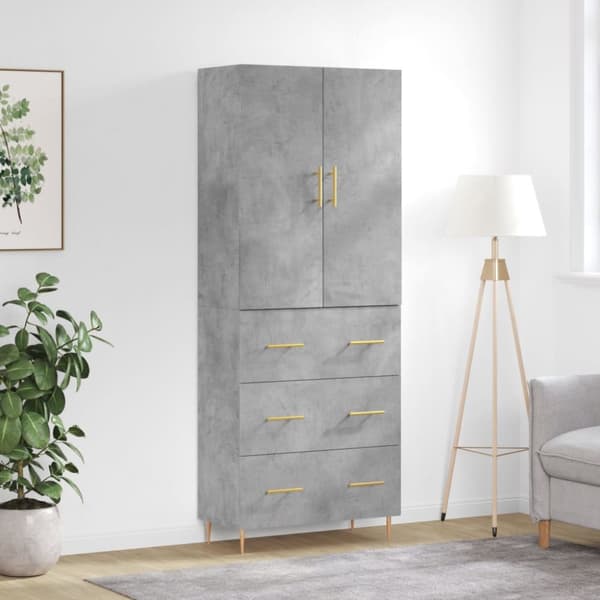 Skänkar & serveringsbord - Living Högskåp betonggrå 69,5x34x180 cm konstruerat trä