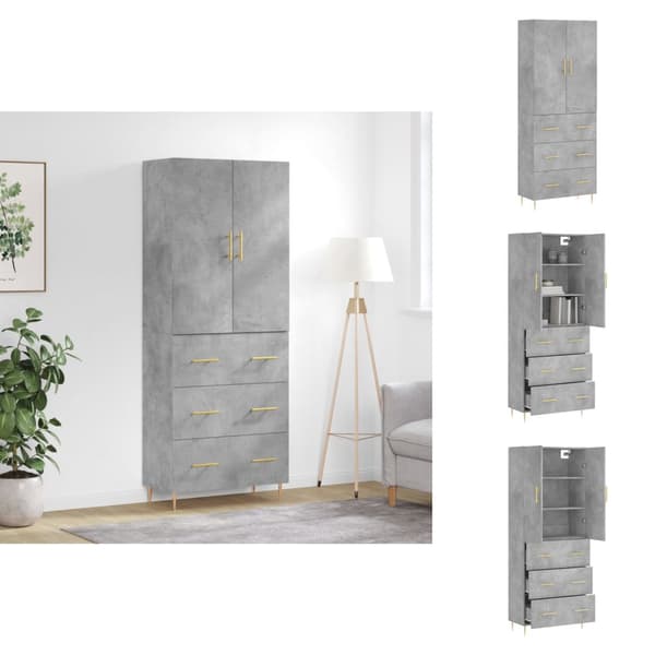 Skänkar & serveringsbord - Living Högskåp betonggrå 69,5x34x180 cm konstruerat trä