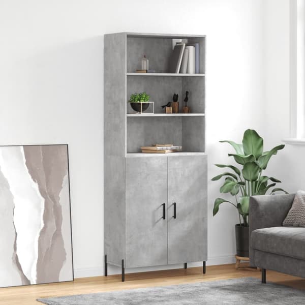 Skænke - Living højskab 69,5x34x180 cm konstrueret træ betongrå