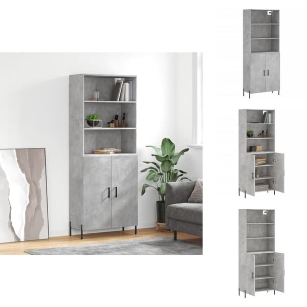 Skænke - Living højskab 69,5x34x180 cm konstrueret træ betongrå