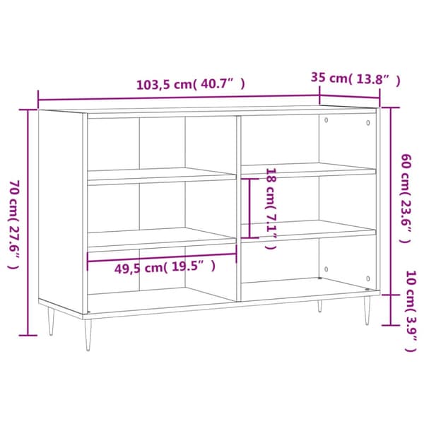 Skænke - Living skænk 103,5x35x70 cm konstrueret træ hvid højglans