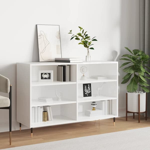 Skænke - Living skænk 103,5x35x70 cm konstrueret træ hvid højglans