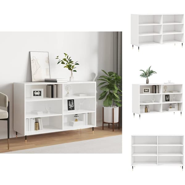 Skænke - Living skænk 103,5x35x70 cm konstrueret træ hvid højglans