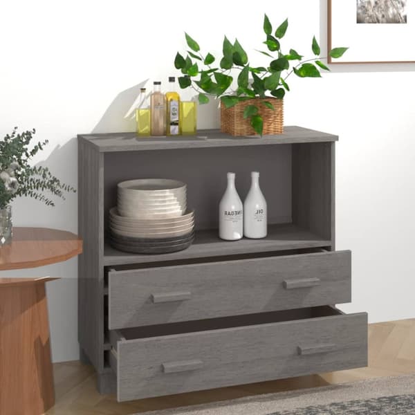 Tarjoilupöydät & senkit - Living Sivupöytä HAMAR vaaleanharmaa 85x35x80 cm täysi mänty