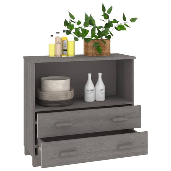Tarjoilupöydät & senkit - Living Sivupöytä HAMAR vaaleanharmaa 85x35x80 cm täysi mänty