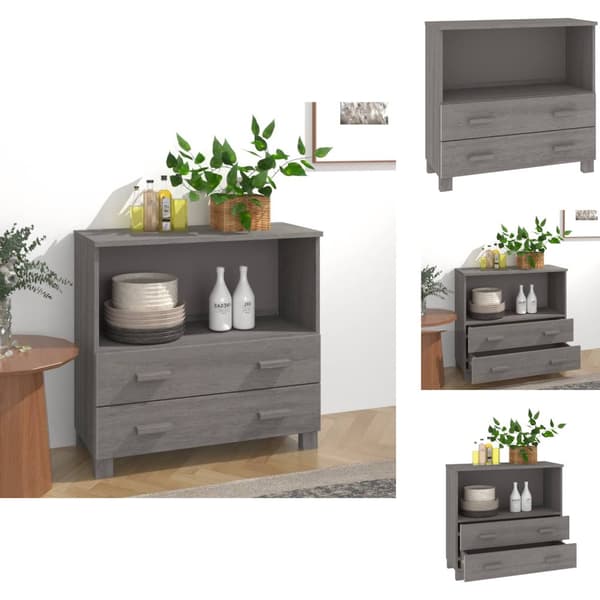 Tarjoilupöydät & senkit - Living Sivupöytä HAMAR vaaleanharmaa 85x35x80 cm täysi mänty