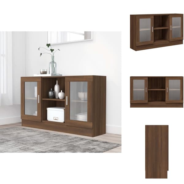 Skænke - Living vitrineskab 120x30,5x70 cm konstrueret træ brun egetræsfarve