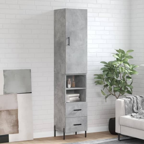 Skänkar & serveringsbord - Living Högskåp betonggrå 34,5x34x180 cm konstruerat trä