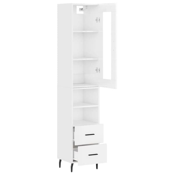 Skænke - Living skab 34,5x34x180 cm konstrueret træ hvid højglans