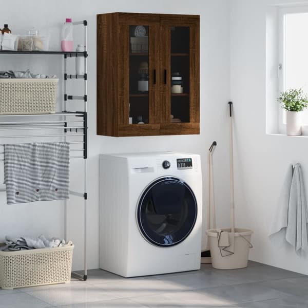 Skænke - Living væghængt skab 69,5x34x90 cm konstrueret træ brun egetræsfarve