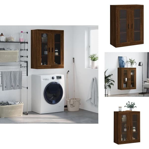 Skænke - Living væghængt skab 69,5x34x90 cm konstrueret træ brun egetræsfarve
