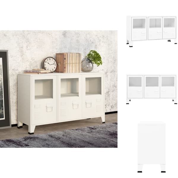 Skänkar & serveringsbord - Living Skänk industriell vit 105x35x62 cm metall och glas