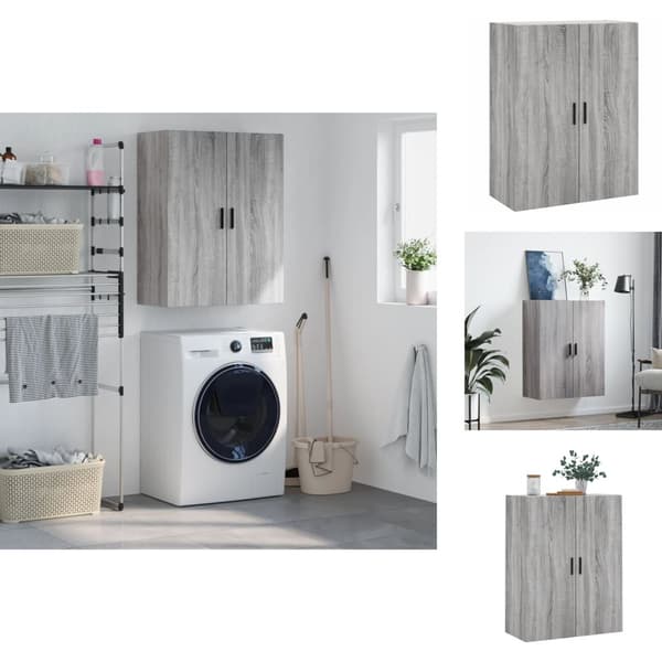 Skænke - Living væghængt skab 69,5x34x90 cm konstrueret træ grå sonoma-eg