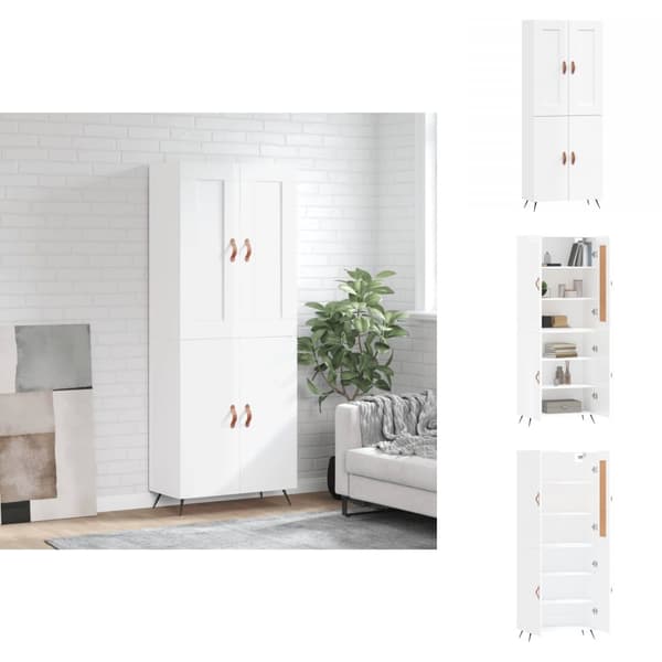 Skänkar & serveringsbord - Living Högskåp högglans vit 69,5x34x180 cm konstruerat trä