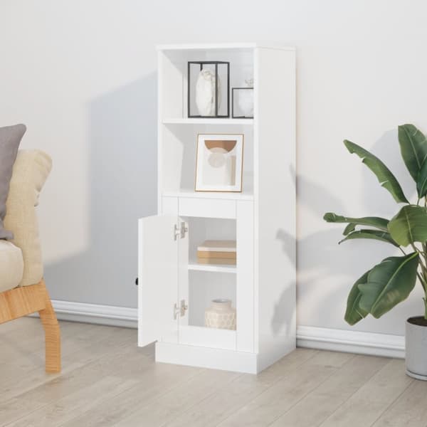 Skænke - Living skab 36x35,5x103,5 cm konstrueret træ hvid højglans