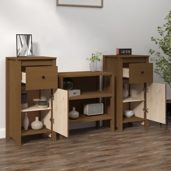 Tarjoilupöydät & senkit - Living Senkit 2 kpl hunajanruskea 40x35x80 cm täysi mänty
