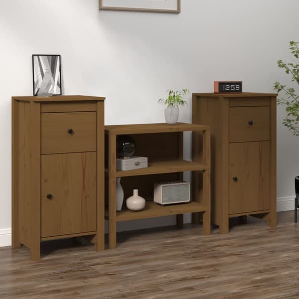 Tarjoilupöydät & senkit - Living Senkit 2 kpl hunajanruskea 40x35x80 cm täysi mänty