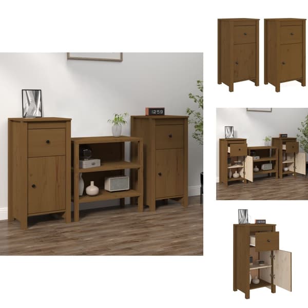 Tarjoilupöydät & senkit - Living Senkit 2 kpl hunajanruskea 40x35x80 cm täysi mänty