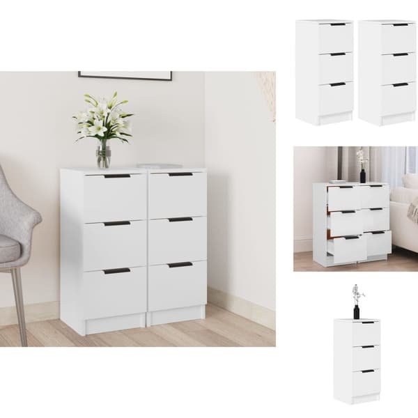 Skänkar & serveringsbord - Living Skänkar 2 st vit 30x30x70 cm konstruerat trä