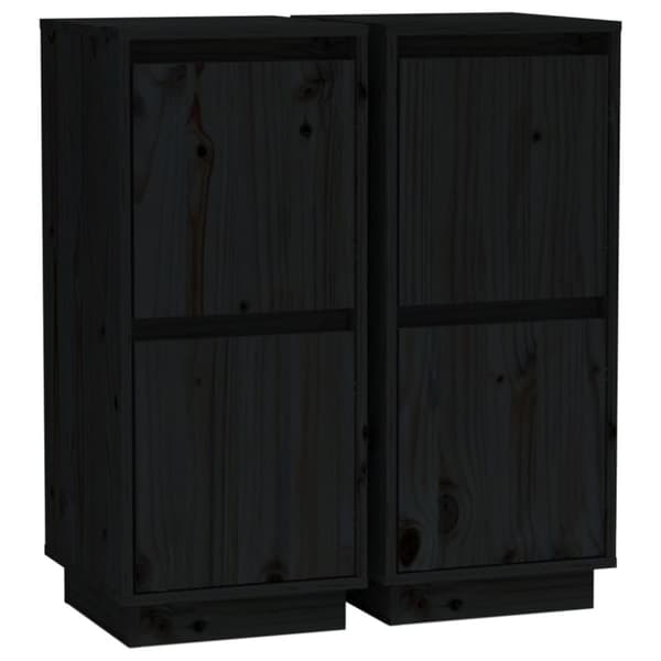 Tarjoilupöydät & senkit - Living Senkit 2 kpl musta 31,5x34x75 cm täysi mänty