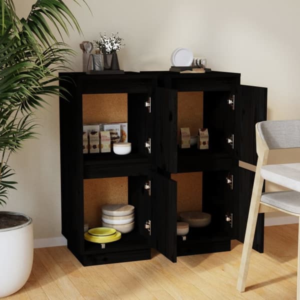 Tarjoilupöydät & senkit - Living Senkit 2 kpl musta 31,5x34x75 cm täysi mänty