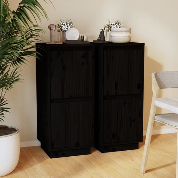 Tarjoilupöydät & senkit - Living Senkit 2 kpl musta 31,5x34x75 cm täysi mänty
