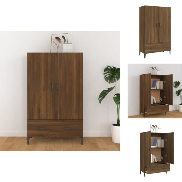 Skænke - Living skab 70x31x115 cm konstrueret træ brun egetræsfarve