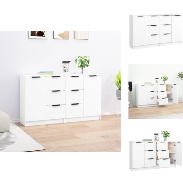 Skænke - Living skænke 2 stk. 60x30x70 cm konstrueret træ hvid