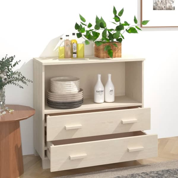 Tarjoilupöydät & senkit - Living Sivupöytä HAMAR hunajanruskea 85x35x80 cm täysi mänty
