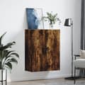 Pikkukuva 4 / 11: Tarjoilupöydät & senkit - Living Seinäkiinnitettävä kaappi savutammi 69,5x34x90 cm