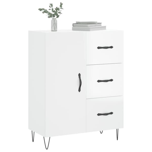 Skænke - Living skænk 69,5x34x90 cm konstrueret træ hvid højglans