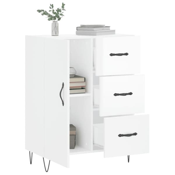 Skænke - Living skænk 69,5x34x90 cm konstrueret træ hvid højglans
