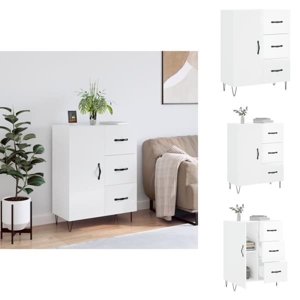 Skænke - Living skænk 69,5x34x90 cm konstrueret træ hvid højglans