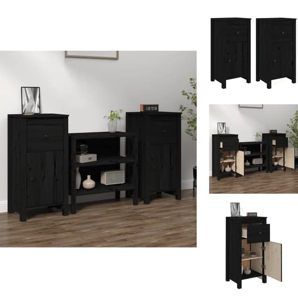 Skänkar & serveringsbord - Living Skänk svart 2 st 40x35x80 cm massiv furu