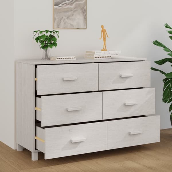 Skænke - Living skænk HAMAR 113x40x80 cm massivt fyrretræ hvid