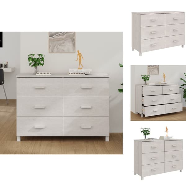 Skænke - Living skænk HAMAR 113x40x80 cm massivt fyrretræ hvid