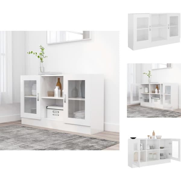 Skänkar & serveringsbord - Living Vitrinskåp vit högglans 120x30,5x70 cm konstruerat trä