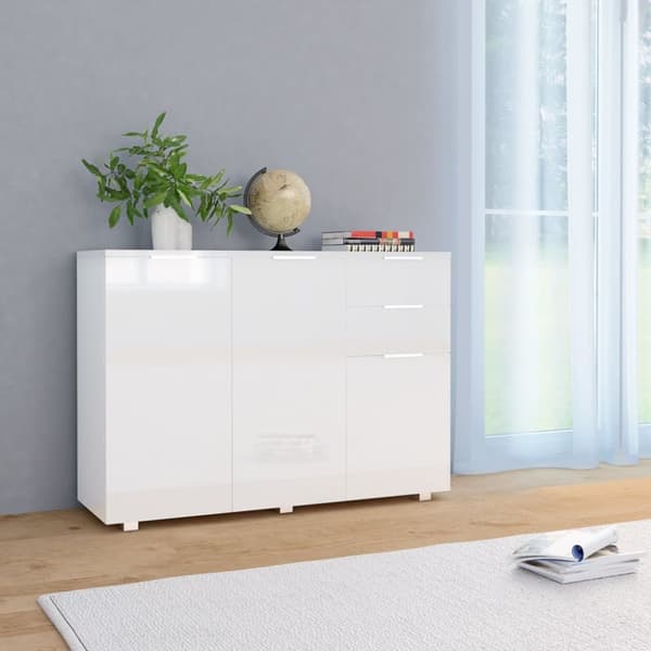 Skænke - Living skænk 107x35x80,5 cm hvid højglans