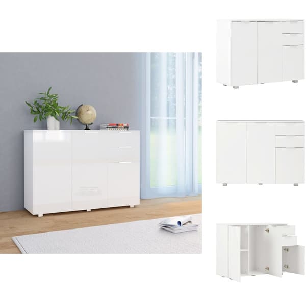 Skænke - Living skænk 107x35x80,5 cm hvid højglans