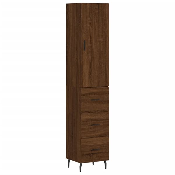 Skänkar & serveringsbord - Living Högskåp brun ek 34,5x34x180 cm konstruerat trä