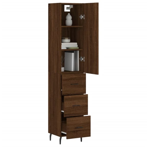 Skänkar & serveringsbord - Living Högskåp brun ek 34,5x34x180 cm konstruerat trä